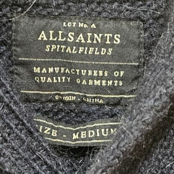 AllSaints Blue Jesper Funnel Neck Wool-Alpaca Sweater Size M - Picture 4 of 6